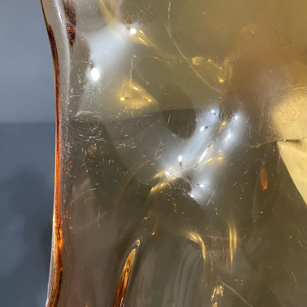 VTG Mid Century Murano Style Trinket Dish Or Ashtray Golden Amber Yellow Retro - Picture 16 of 17